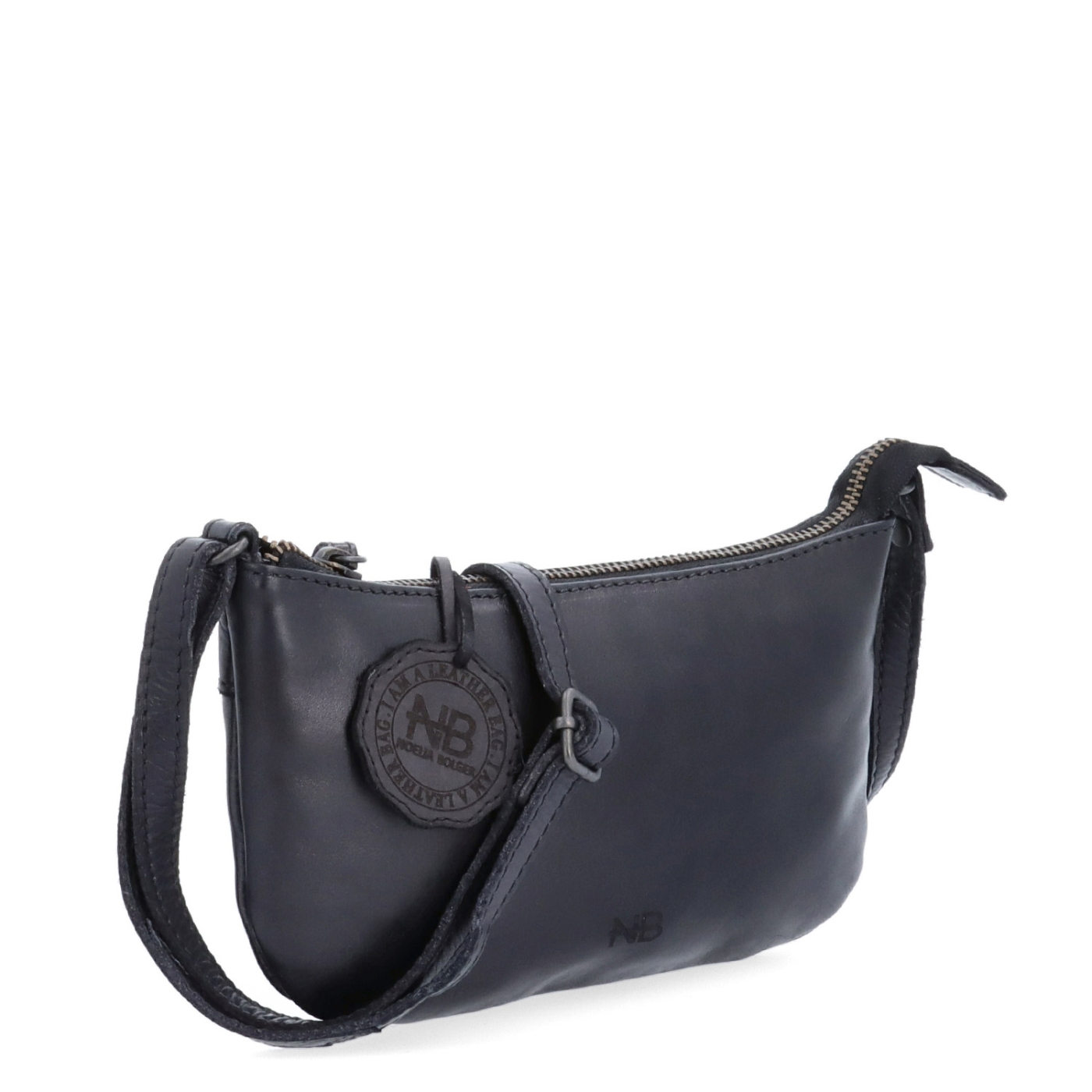 Malá elegantná kožená crossbody kabelka Noelia Bolger materiál kože zapínanie na zips farba čierna veľkosť malá NB 2420 C