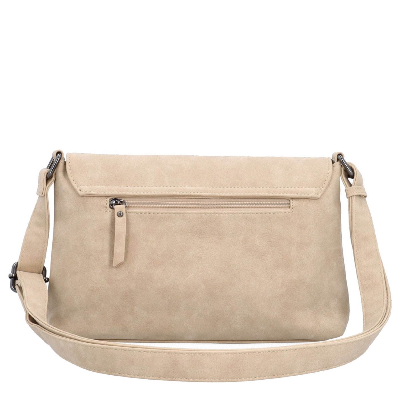 Praktická crossbody kabelka s klopou Tangerin materiál syntetická koža zapínanie na cvok farba béžová veľkosť stredná 1116 BE Zozadu