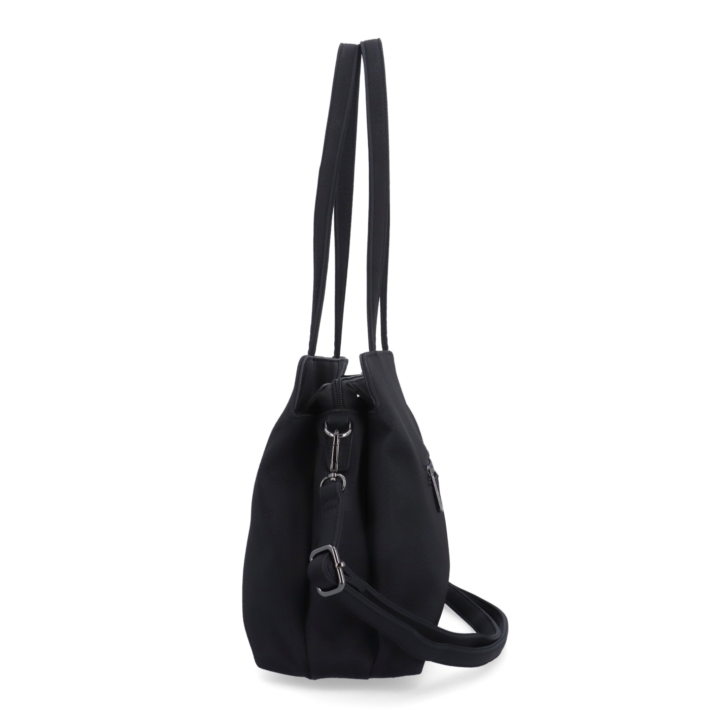 Elegantná kabelka s odnímateľným crossbody popruhom Le Sands materiál syntetická koža zapínanie na zips farba čierna veľkosť stredná 4649 C Z boku