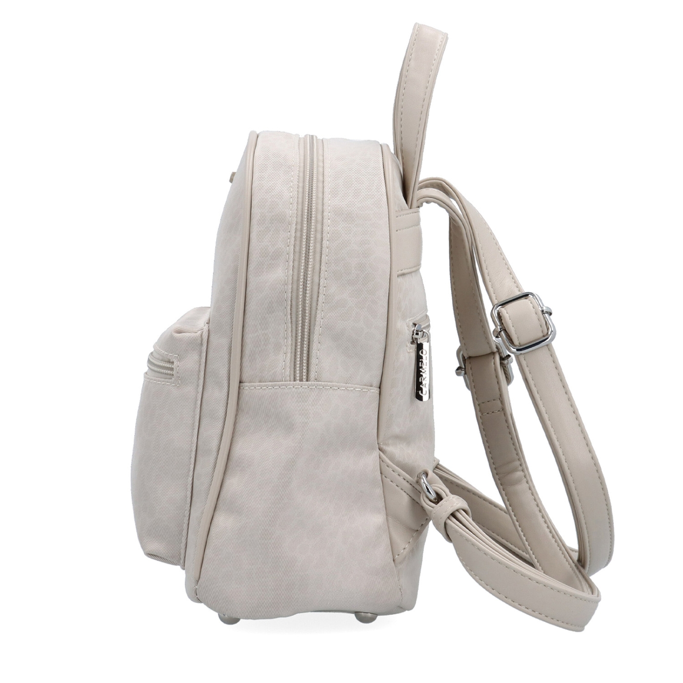 Malý nylonový batoh pre ženy Carmelo materiál nylon zapínanie na zips farba béžová veľkosť malá 6604 BE LE Z boku
