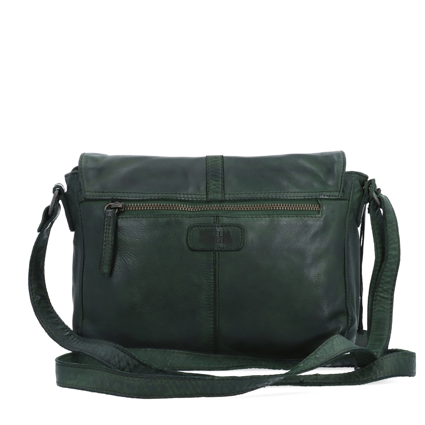 Kožená crossbody kabelka s chlopňou Noelia Bolger materiál kože zapínanie s chlopňou farba zelená veľkosť stredná NB 2416 ZE Zozadu