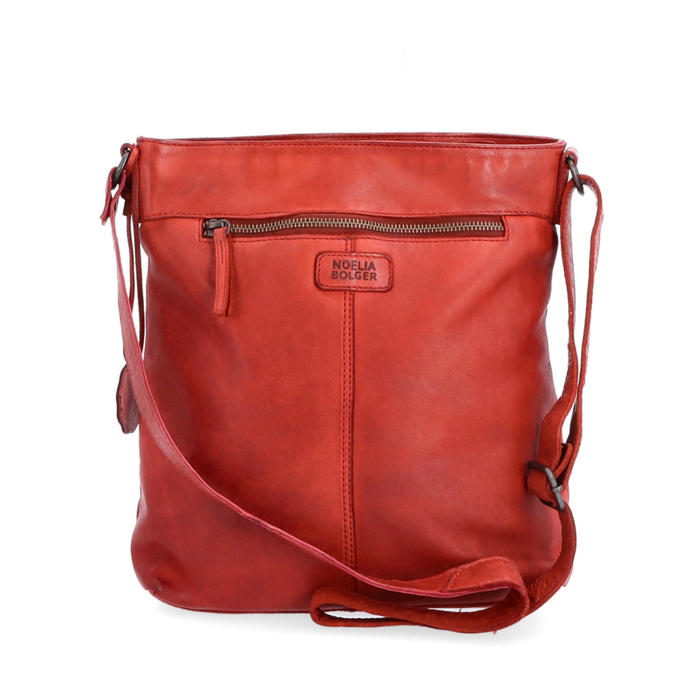 Kožená vintage crossbody s vreckami Noelia Bolger materiál kože zapínanie na zips farba červená veľkosť stredná NB 2006 CV Zozadu
