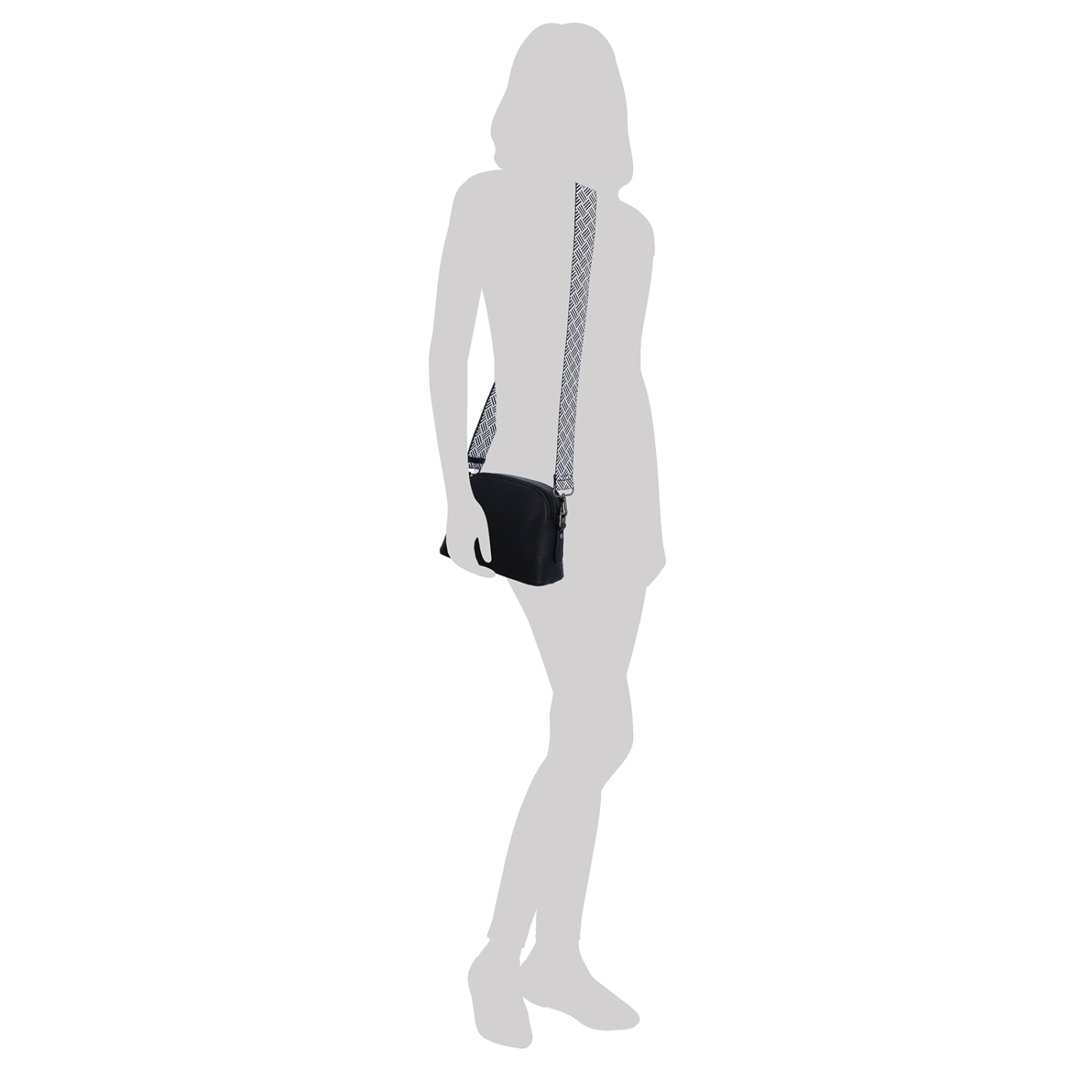 Malá crossbody kabelka so širokým popruhom Carmelo materiál syntetická koža zapínanie na zips farba modrá veľkosť malá 4355 SM Na postave