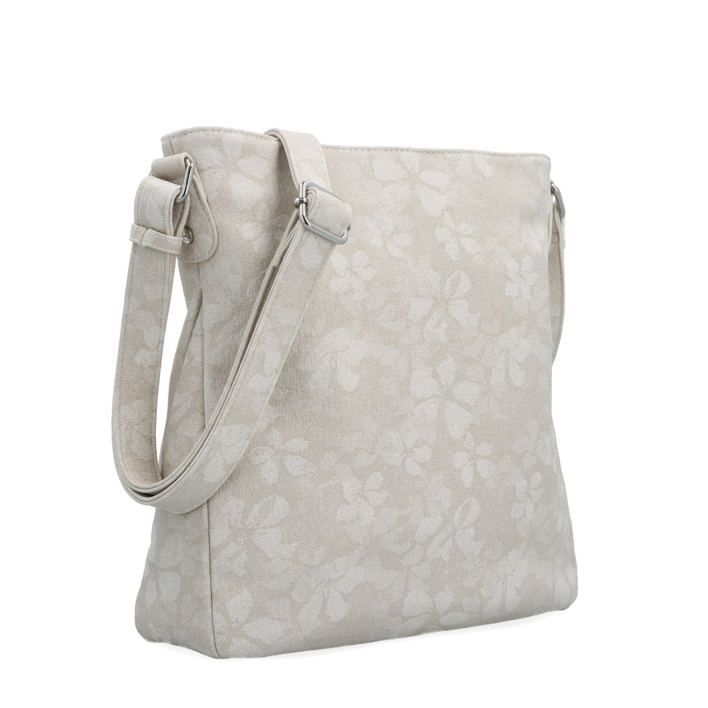 Crossbody kabelka s jemným kvetinovým vzorom Carmelo materiál syntetická koža zapínanie na zips farba béžová veľkosť stredná 4601 BE