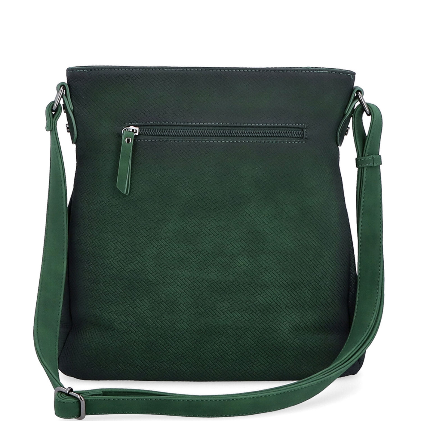Stredná jednoduchá crossbody kabelka Indee materiál syntetická koža zapínanie na zips farba zelená veľkosť stredná 6317 TZE Zozadu