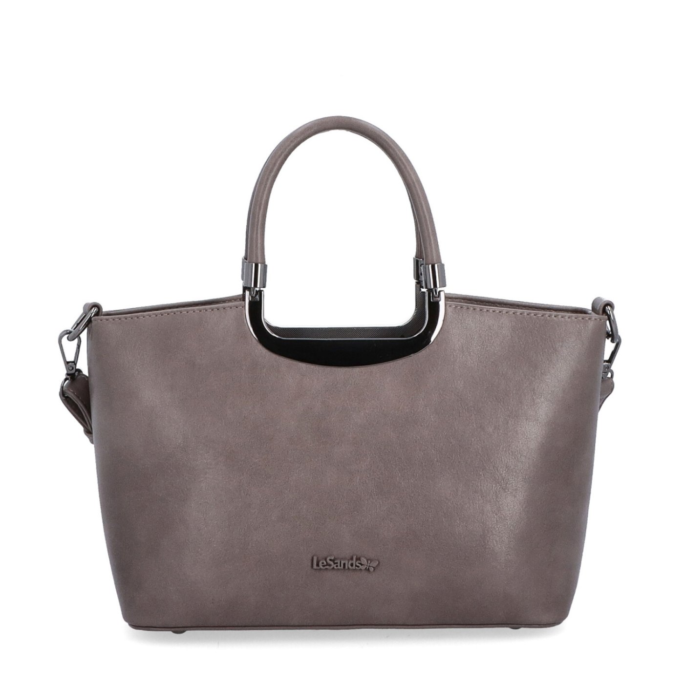 Elegantná kabelka do ruky s popruhom Le Sands materiál syntetická koža zapínanie na zips farba taupe veľkosť stredná 7713 T Spredu