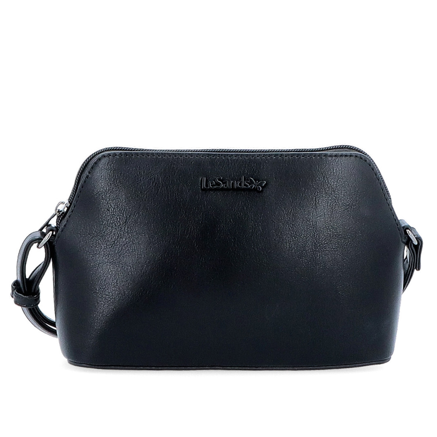 Jemná, minimalistická crossbody kabelka Le Sands materiál syntetická koža zapínanie na zips farba čierna veľkosť malá 7718 C Spredu