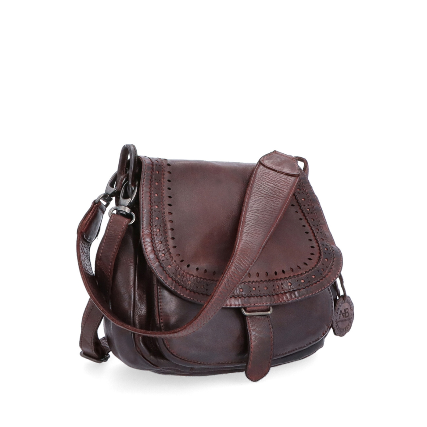 Kožená crossbody kabelka so zdobenou chlopňou Noelia Bolger materiál kože zapínanie s chlopňou farba vínová veľkosť stredná NB 2030 BO