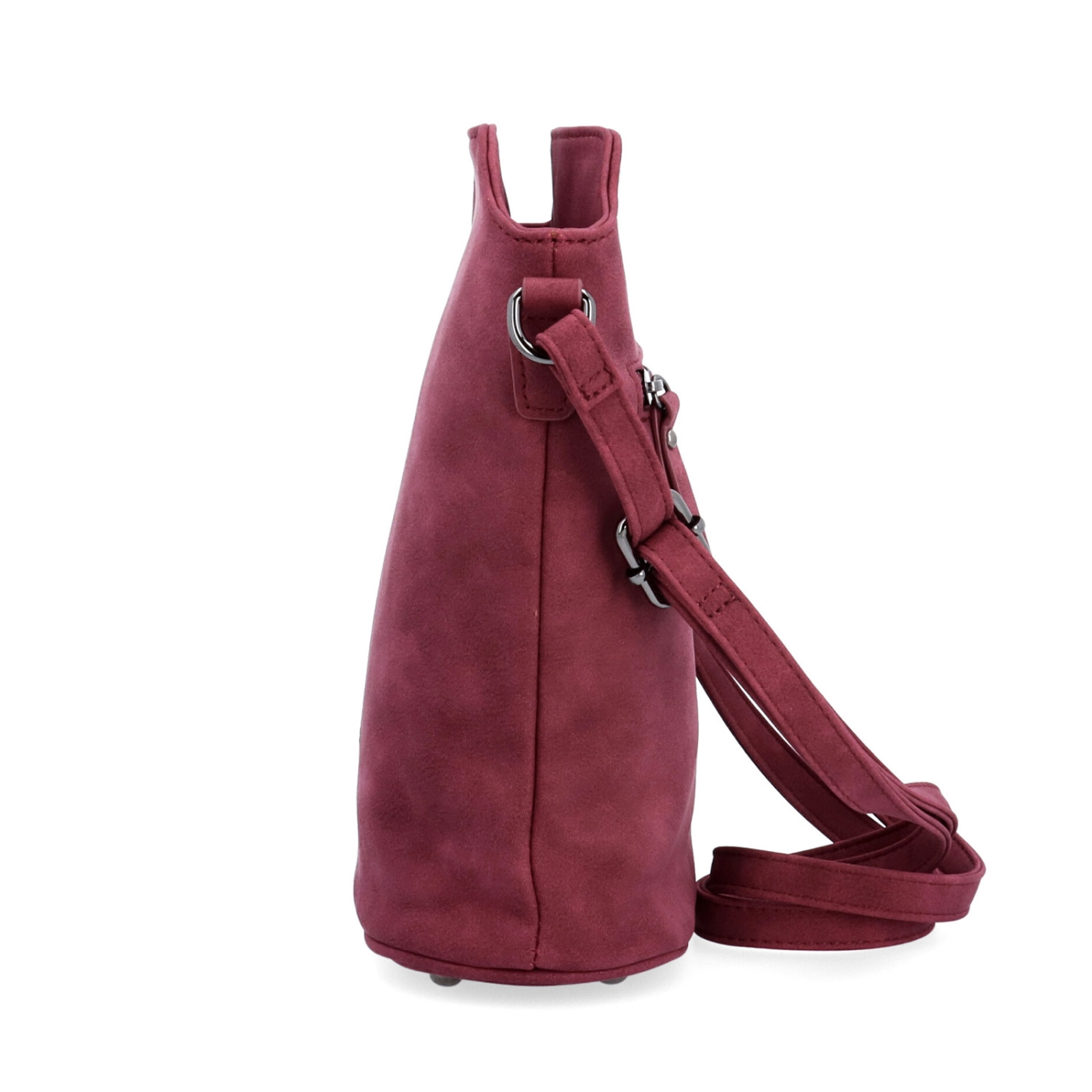Malá elegantná kabelka s minimalistickým dizajnom Tangerin materiál syntetická koža zapínanie na zips farba vínová veľkosť malá 1107 BO Z boku