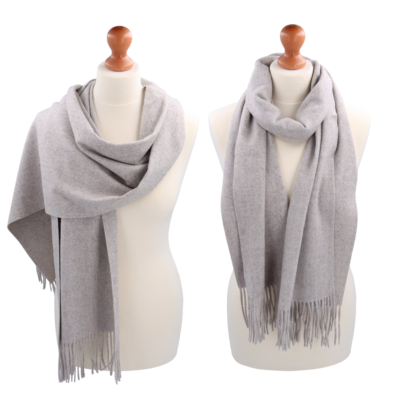 Elegantný jednofarebný šál so strapcami Noelia Bolger materiál Polyester s prímesou vlny farba sivá KZ003 - 03