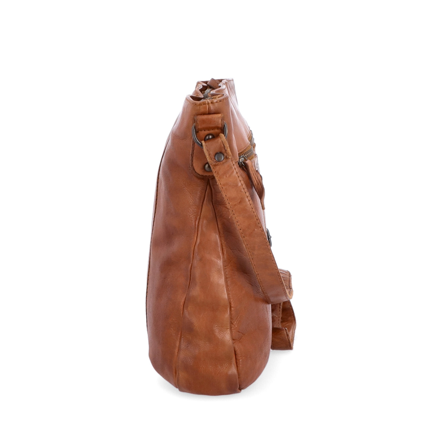 Kožená crossbody kabelka s prešívaním Noelia Bolger materiál kože zapínanie na zips farba koňaková veľkosť stredná NB 2002 KO Z boku