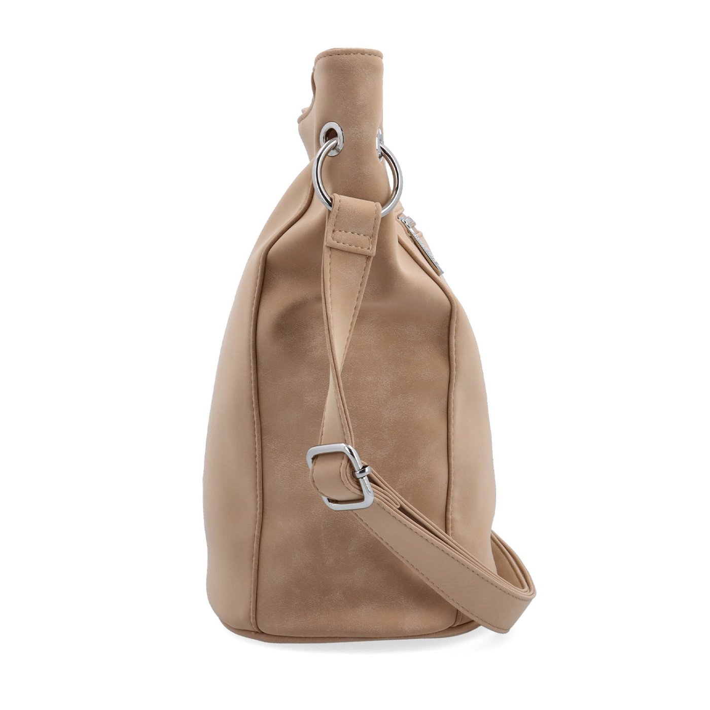 Mestská crossbody kabelka s hebkým povrchom a deleným vnútrom Tangerin materiál syntetická koža zapínanie na zips farba béžová veľkosť stredná 7015 SAN Z boku