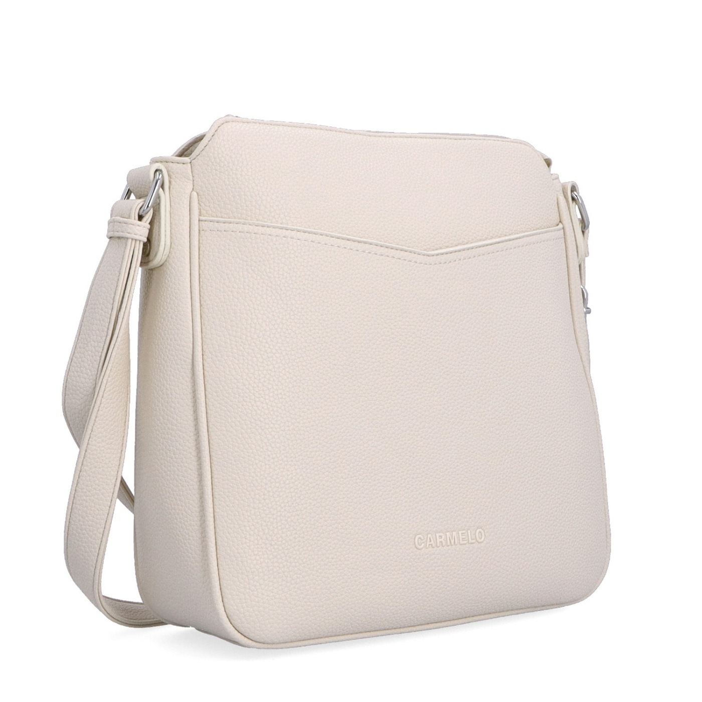 Stredná crossbody kabelka s predným vreckom na cvoček Carmelo materiál syntetická koža zapínanie na zips farba béžová veľkosť stredná 4331 BE