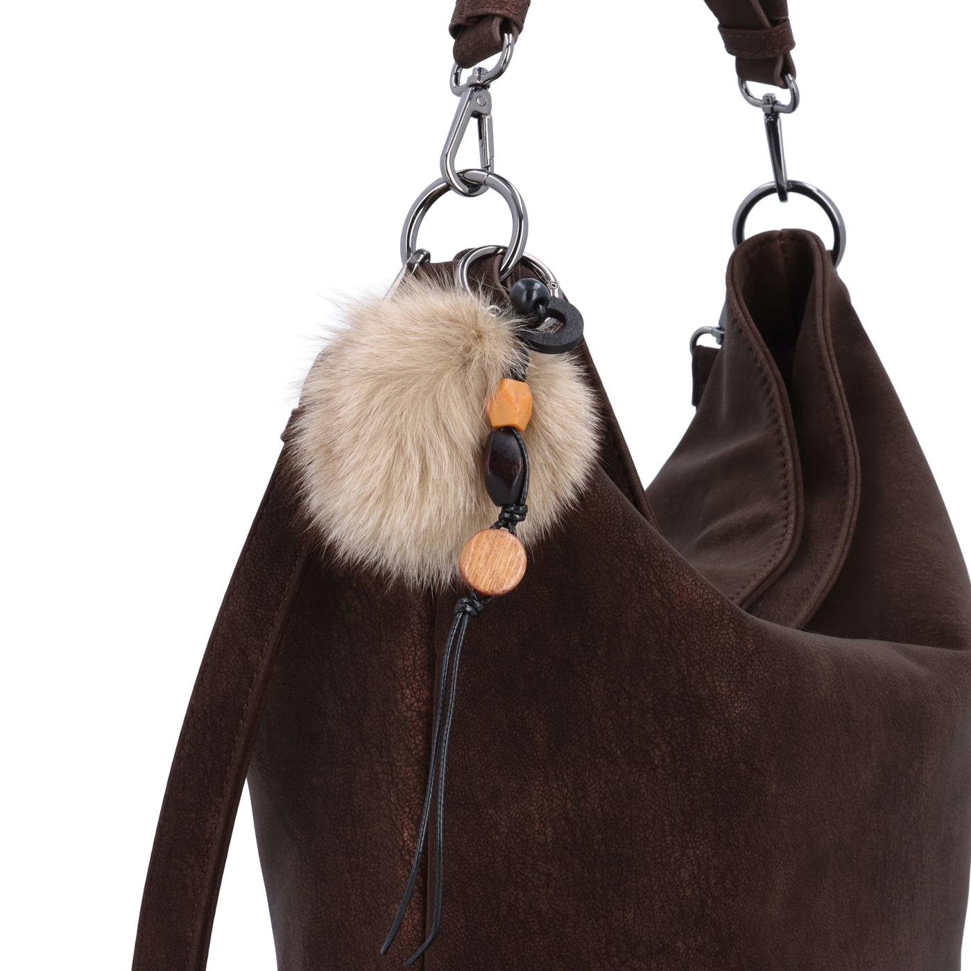 Štýlová hobo kabelka s odnímateľnými popruhmi Carmelo materiál syntetická koža zapínanie na zips farba hnedá veľkosť stredná 4657 H Detail