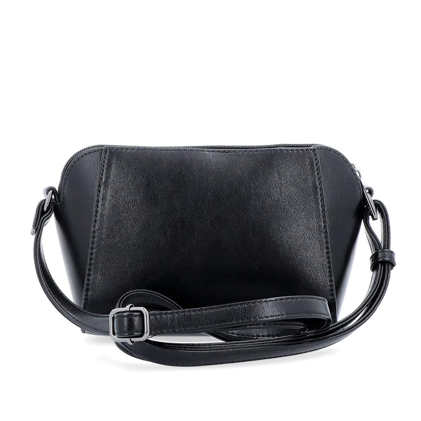 Menšia crossbody kabelka s dvoma vreckami Le Sands materiál syntetická koža zapínanie na zips farba čierna veľkosť malá 7716 C Zozadu