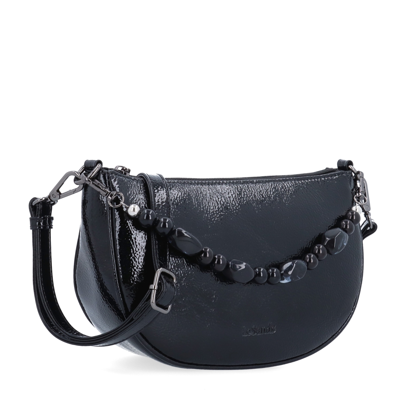 Štýlová crossbody kabelka s odnímateľnou ozdobnou retiazkou Le Sands materiál syntetická koža zapínanie na zips farba čierna veľkosť malá 4639 C