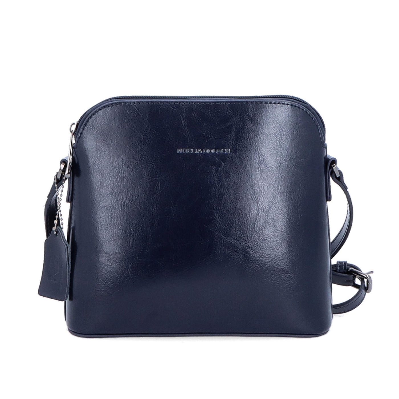 Elegantná kožená crossbody k šatám aj saku Noelia Bolger materiál kože zapínanie na zips farba modrá veľkosť malá NB 0078 TM Spredu