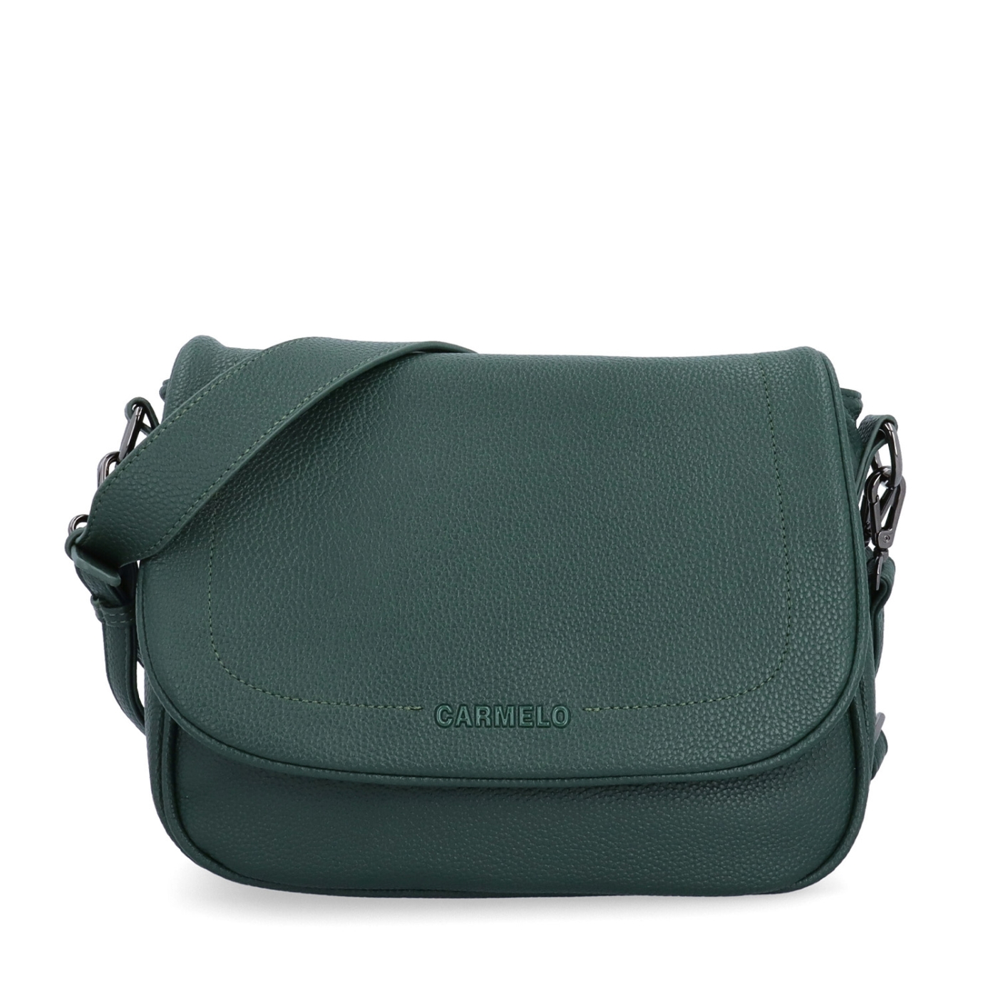 Dámska crossbody kabelka s jemnou štruktúrou Carmelo materiál syntetická koža zapínanie s chlopňou farba zelená veľkosť stredná 4361 TZE Spredu