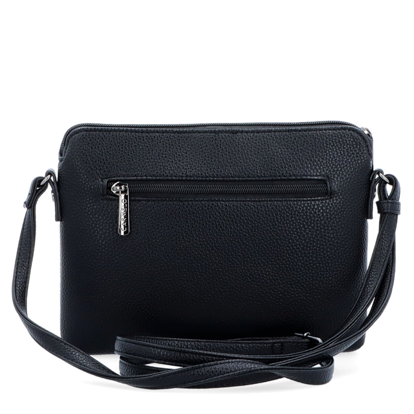 Minimalistická crossbody kabelka zo syntetiky Carmelo materiál syntetická koža zapínanie na zips farba čierna veľkosť malá 4333 C Zozadu