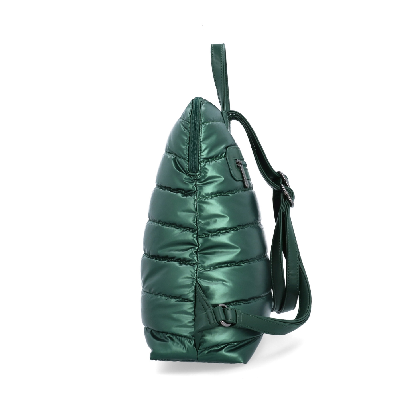 Prešívaný batoh z nadýchaného nylonu Carmelo materiál nylon zapínanie na zips farba zelená veľkosť stredná 4384 ZE Z boku