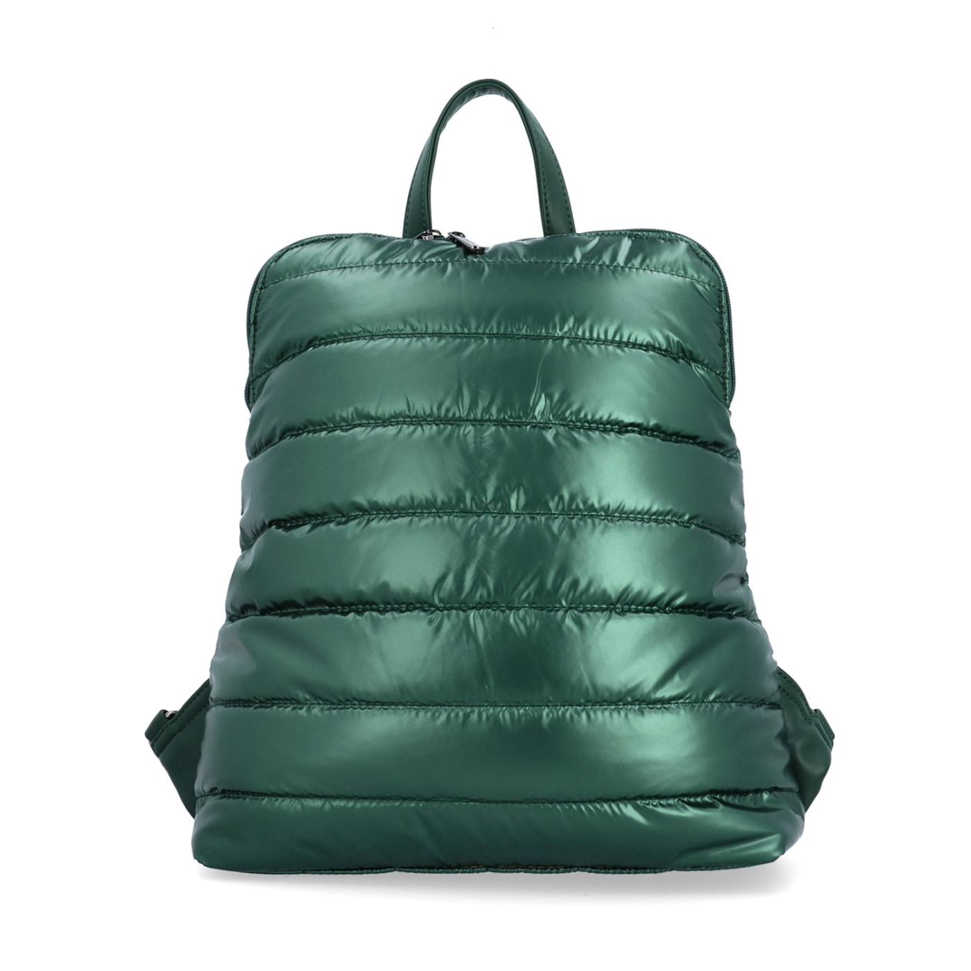Prešívaný batoh z nadýchaného nylonu Carmelo materiál nylon zapínanie na zips farba zelená veľkosť stredná 4384 ZE Spredu