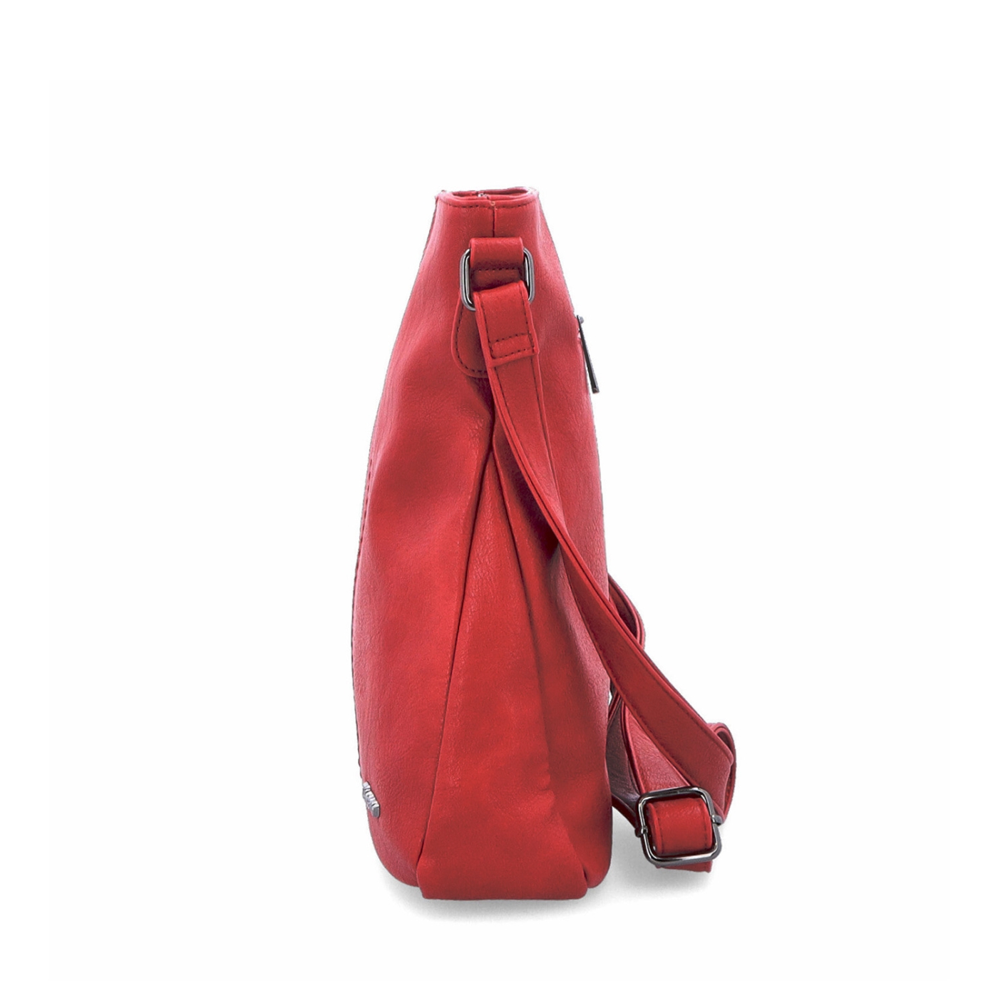Crossbody kabelka s jednoduchým prešívaním Tangerin materiál syntetická koža zapínanie na zips farba červená veľkosť stredná 8003 CV Z boku