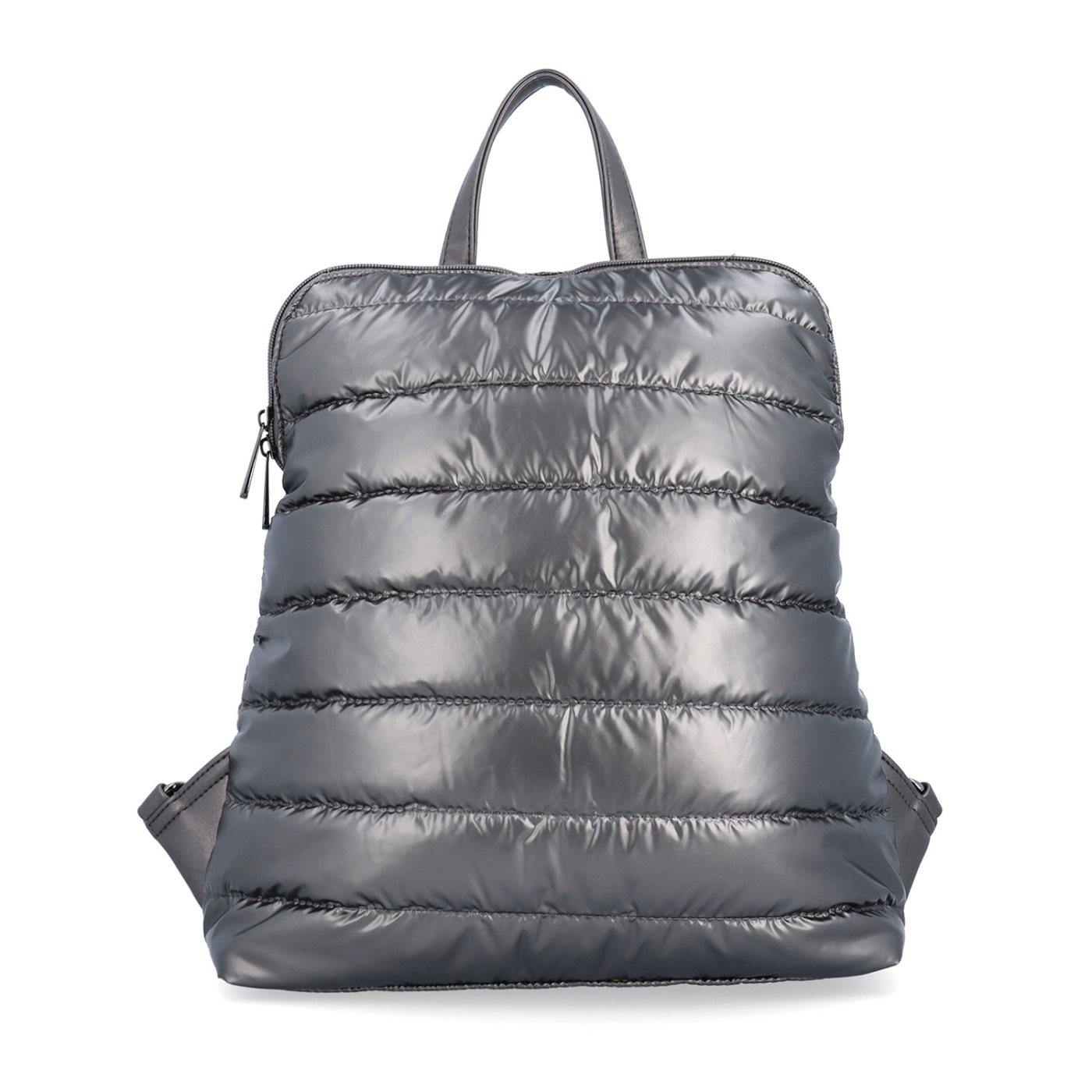 Prešívaný batoh z nadýchaného nylonu Carmelo materiál nylon zapínanie na zips farba metalíza veľkosť stredná 4384 TI Spredu