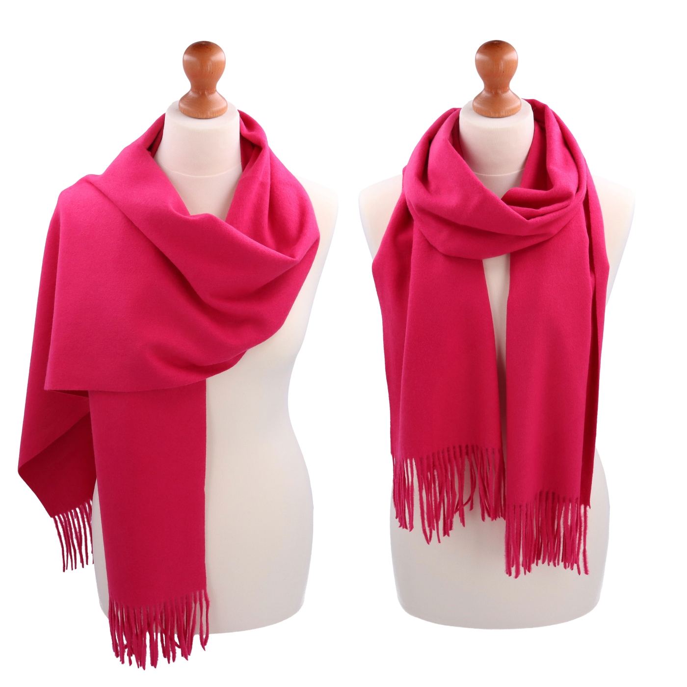 Elegantný jednofarebný šál so strapcami Noelia Bolger materiál Polyester s prímesou vlny farba ružová KZ003 - 11
