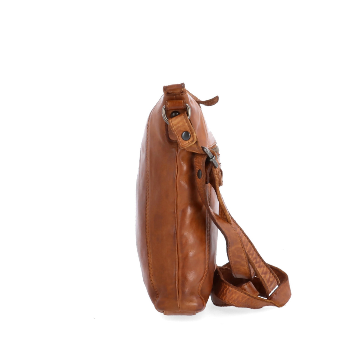 Malá kožená crossbody s prešívaním Noelia Bolger materiál kože zapínanie na zips farba koňaková veľkosť malá NB 2086 KO Z boku
