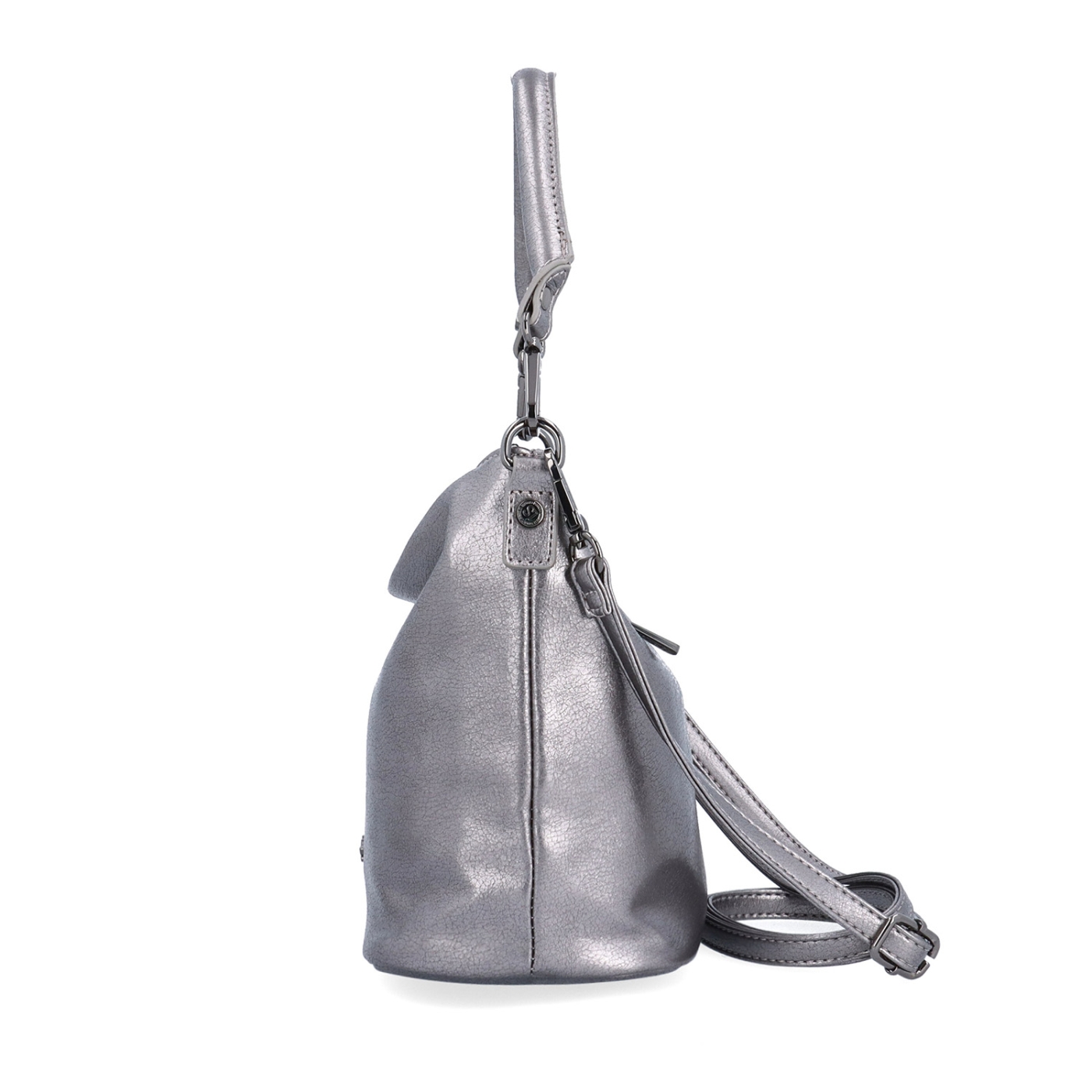 Elegantná kabelka s jemným leskom a praktickým tvarom Le Sands materiál syntetická koža zapínanie na zips farba metalíza veľkosť malá 4368 TI Z boku
