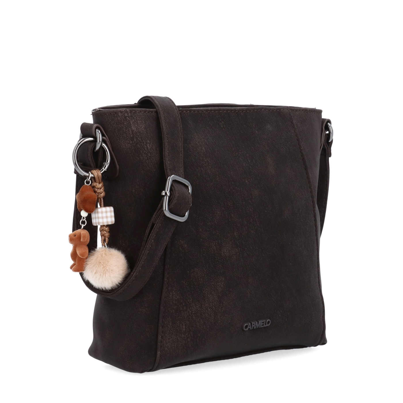 Praktická crossbody kabelka s odnímateľným príveskom Carmelo materiál syntetická koža zapínanie na zips farba hnedá veľkosť malá 4662 TH