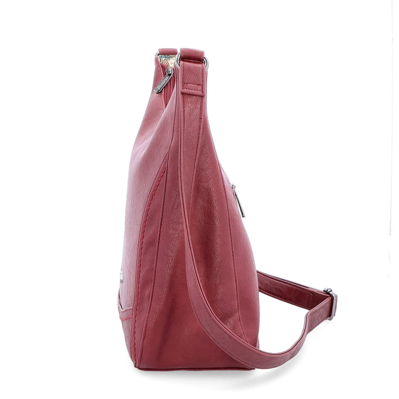 Mestská crossbody kabelka zo syntetickej kože Tangerin materiál syntetická koža zapínanie na zips farba vínová veľkosť stredná 8046 BO Z boku