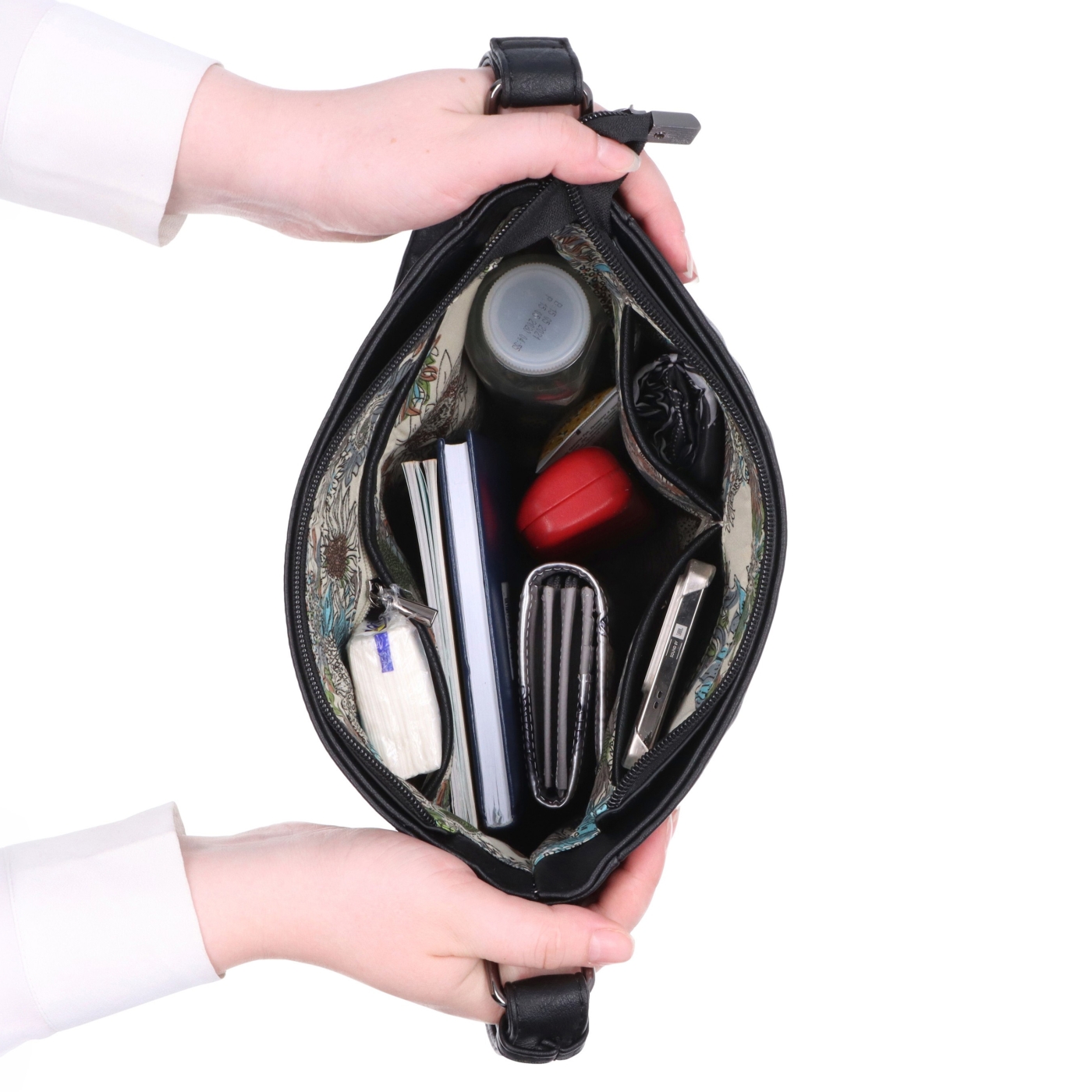 Crossbody kabelka s nastaviteľným popruhom Tangerin materiál syntetická koža zapínanie na zips farba metalíza veľkosť stredná 8049 BR Vnútro