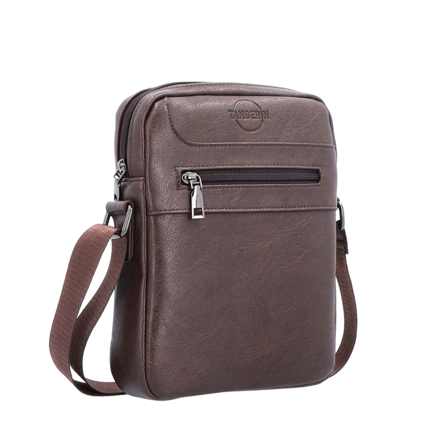 Crossbody taška cez rameno Tangerin materiál syntetická koža zapínanie na zips farba hnedá veľkosť stredná 2324 H
