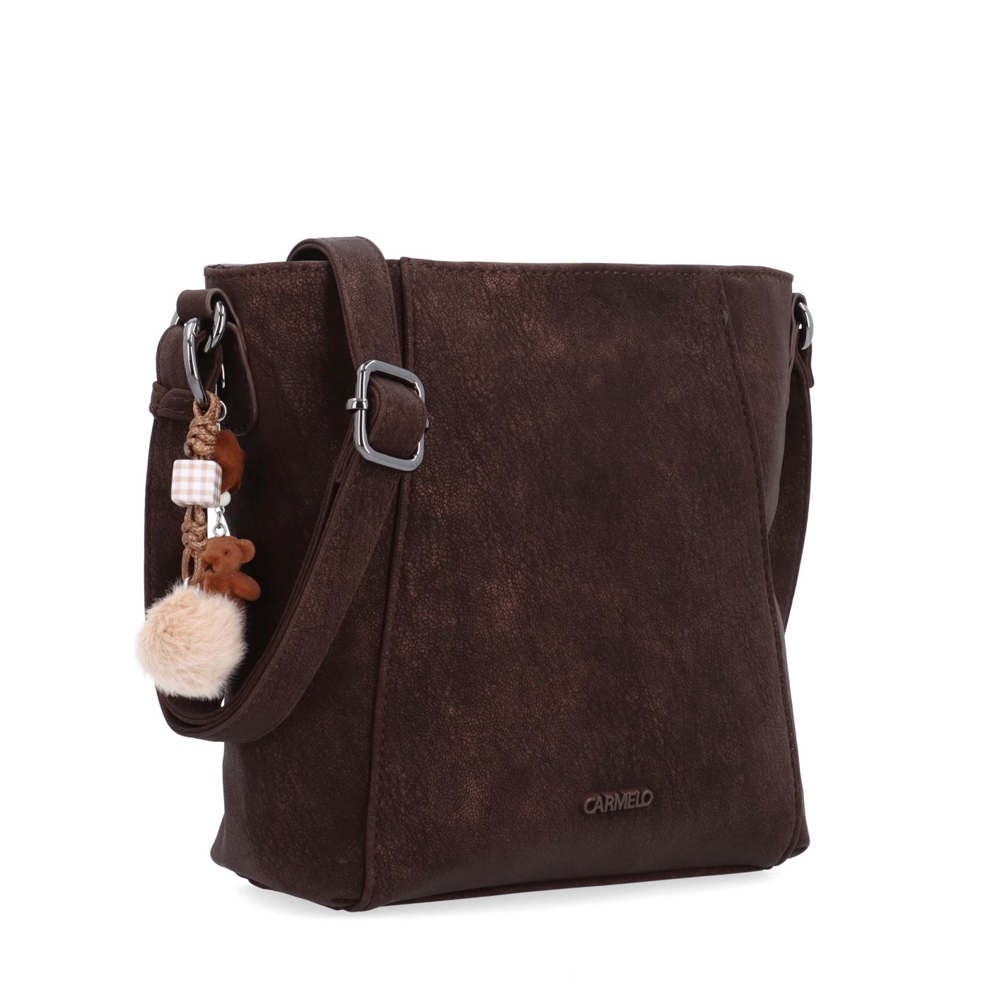 Praktická crossbody kabelka s odnímateľným príveskom Carmelo materiál syntetická koža zapínanie na zips farba hnedá veľkosť malá 4662 H