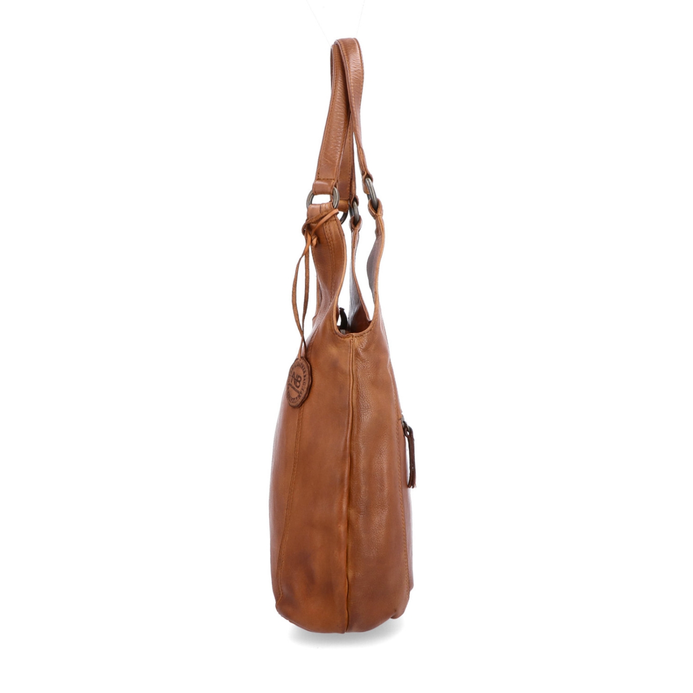 Elegantná kožená shopper kabelka s prešívaním Noelia Bolger materiál kože zapínanie na zips farba koňaková veľkosť stredná NB 2044 KO Z boku