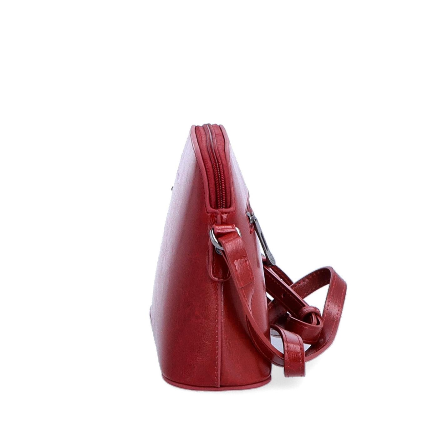 Luxusná malá kožená crossbody kabelka Noelia Bolger materiál kože zapínanie na zips farba červená veľkosť malá NB 0080 TCV Z boku