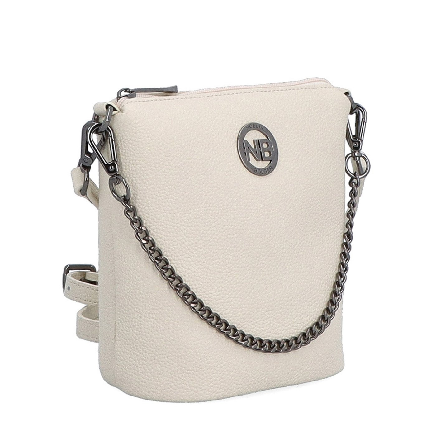 Malá kožená crossbody kabelka s výraznou retiazkou Noelia Bolger materiál kože zapínanie na zips farba béžová veľkosť malá NB 3016 K