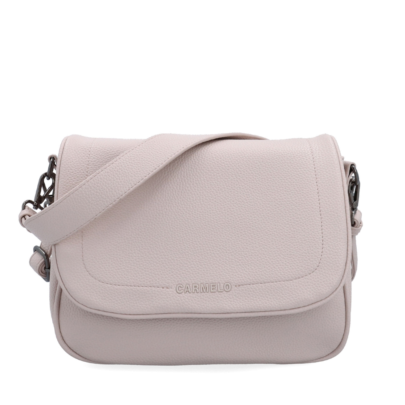 Dámska crossbody kabelka s jemnou štruktúrou Carmelo materiál syntetická koža zapínanie s chlopňou farba ružová veľkosť stredná 4361 LI Spredu