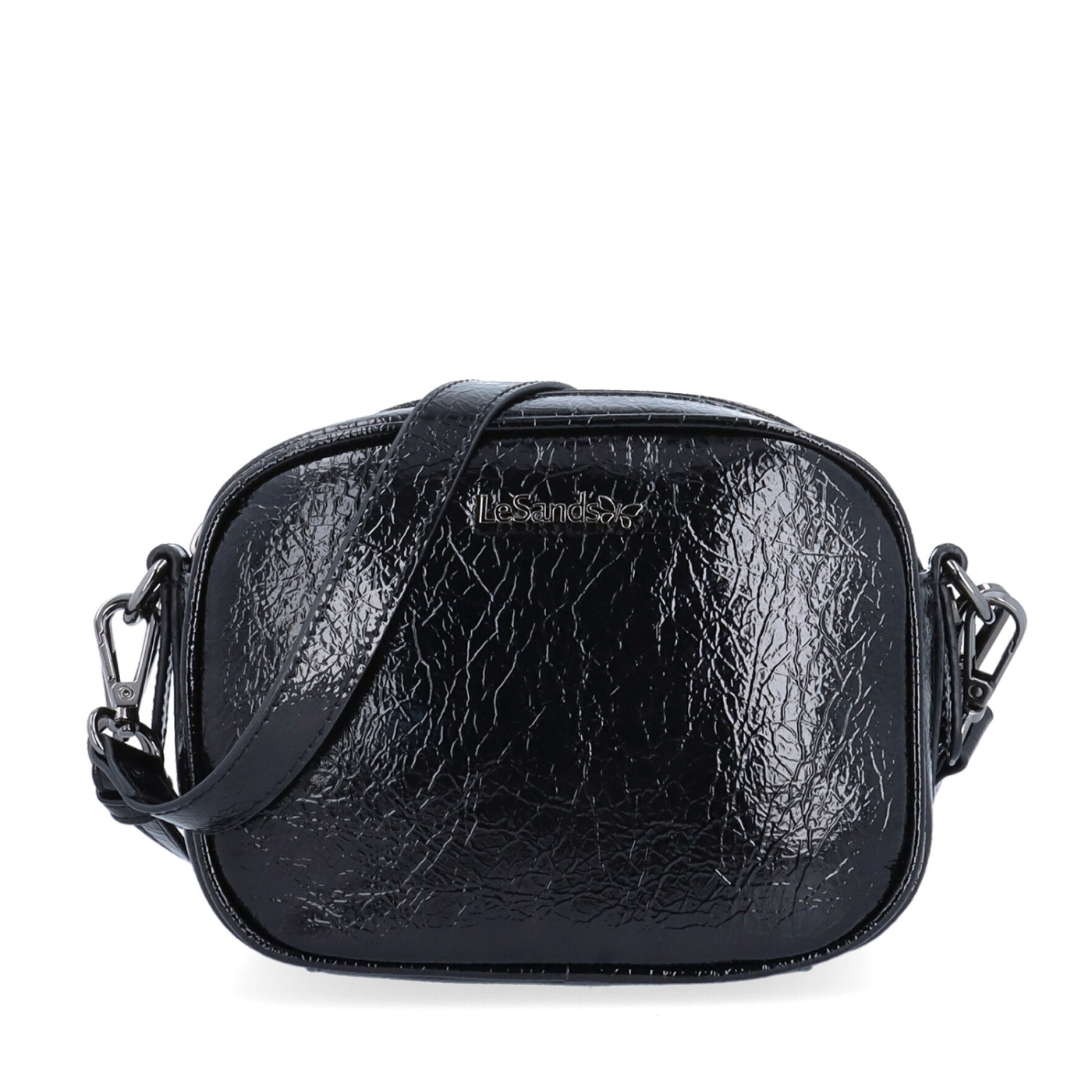 Malá crossbody kabelka so štruktúrovaným povrchom Le Sands materiál syntetická koža zapínanie na zips farba čierna veľkosť malá 4372 C Spredu