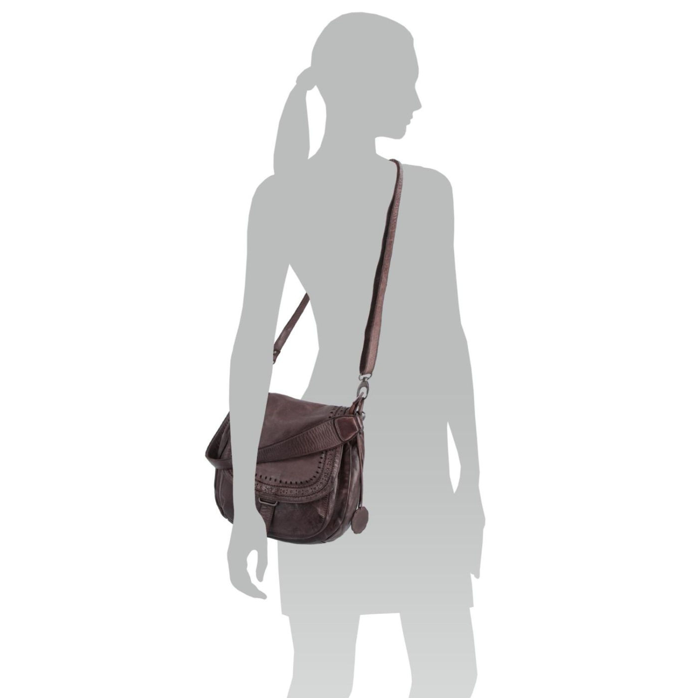 Kožená crossbody kabelka so zdobenou chlopňou Noelia Bolger materiál kože zapínanie s chlopňou farba hnedá veľkosť stredná NB 2030 H Na postave