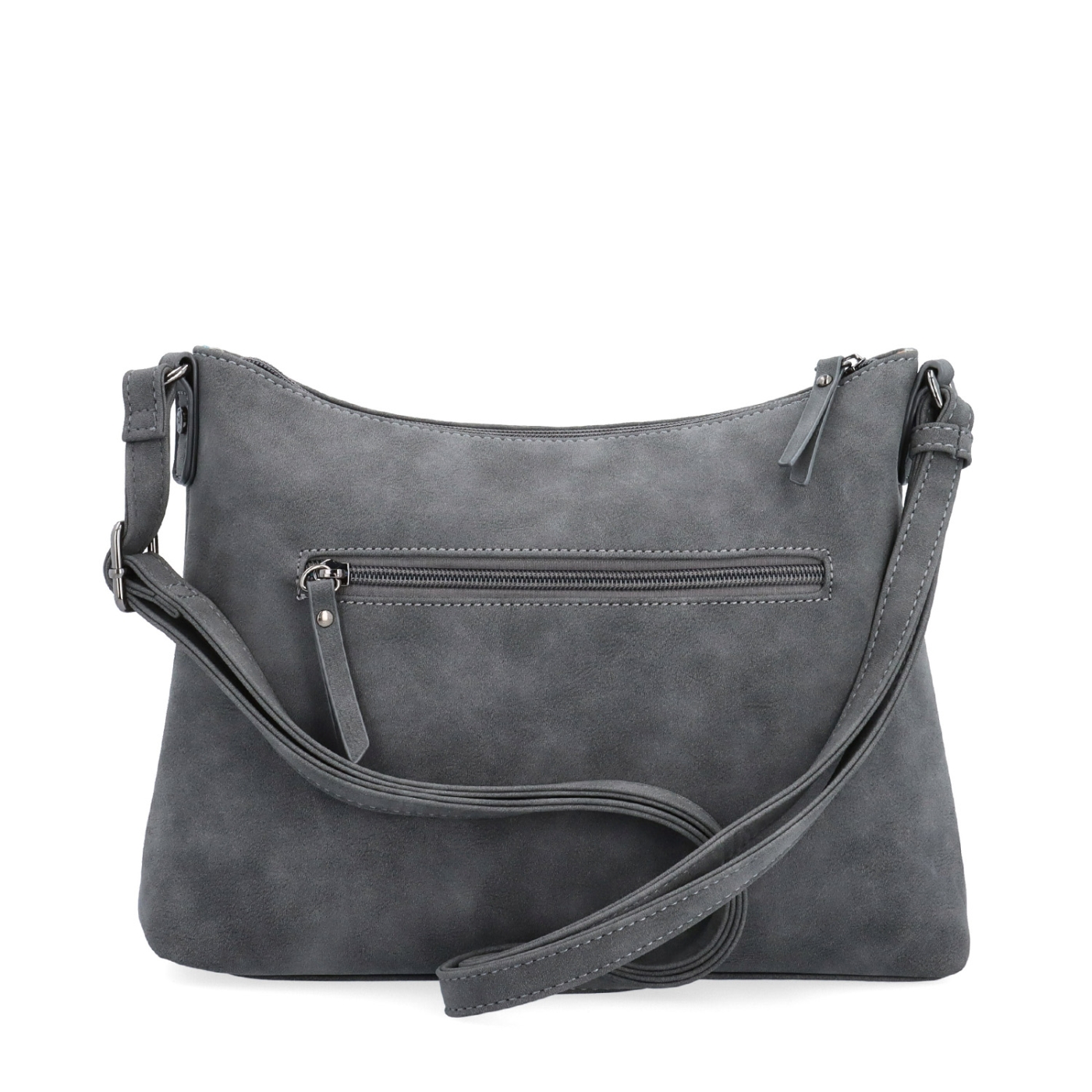 Dámska elegantná crossbody kabelka Tangerin materiál syntetická koža zapínanie na zips farba sivá veľkosť malá 1110 ANT Zozadu
