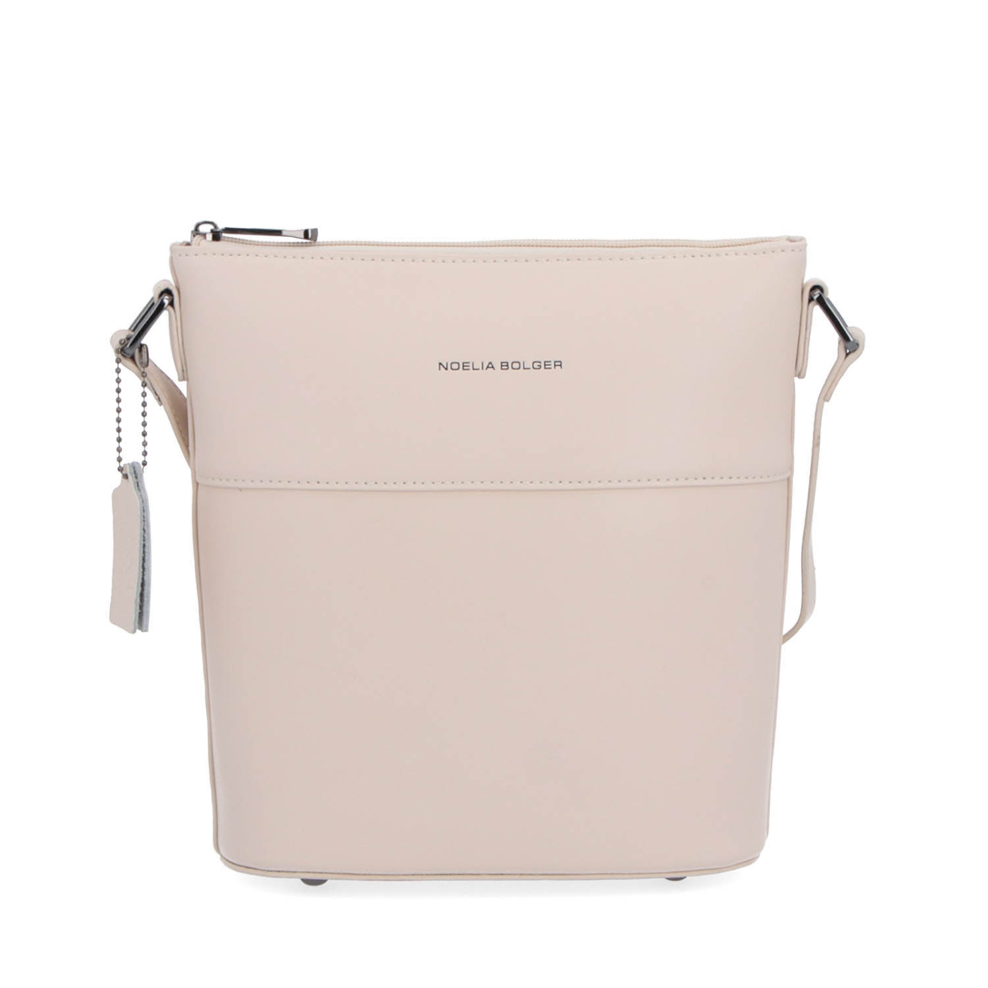 Crossbody z pravej kože Noelia Bolger materiál kože zapínanie na zips farba béžová veľkosť malá NB 0052 BE Spredu