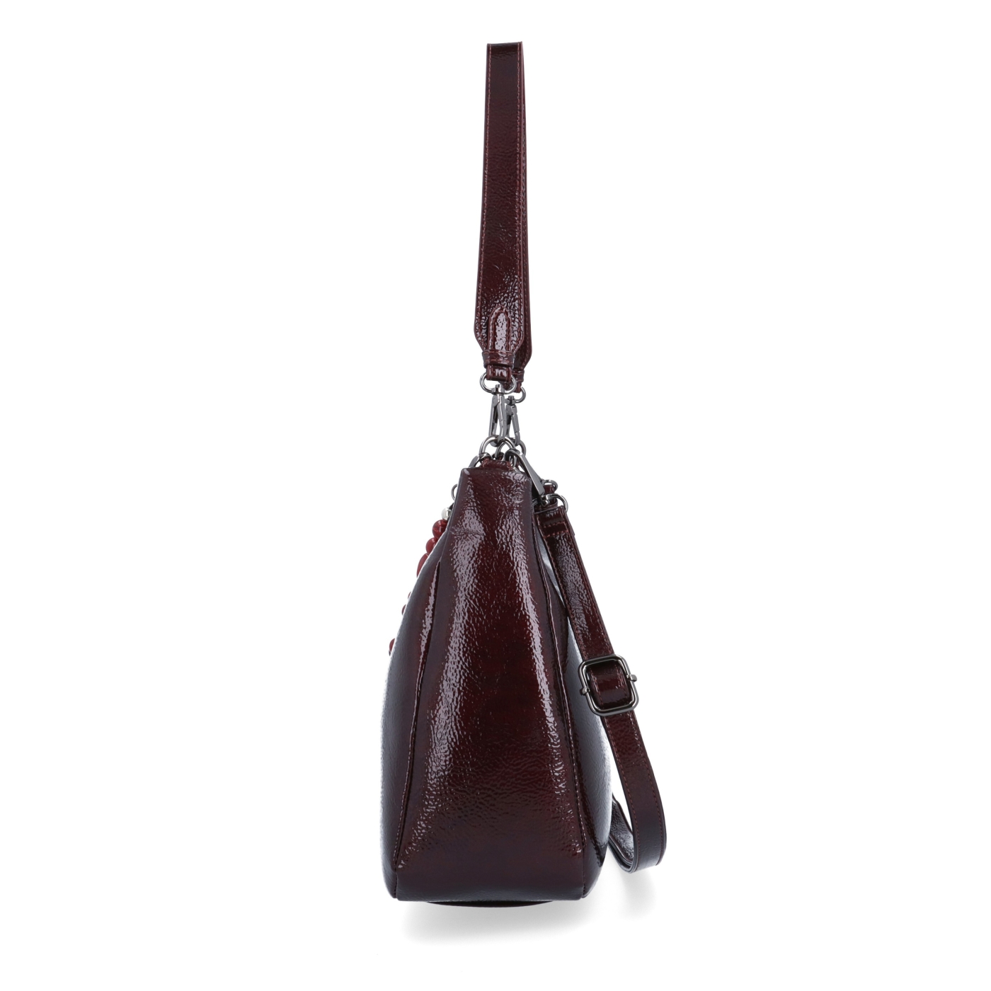 Kabelka cez rameno aj crossbody s odnímateľnými popruhmi Le Sands materiál syntetická koža zapínanie na zips farba vínová veľkosť stredná 4637 BO Z boku