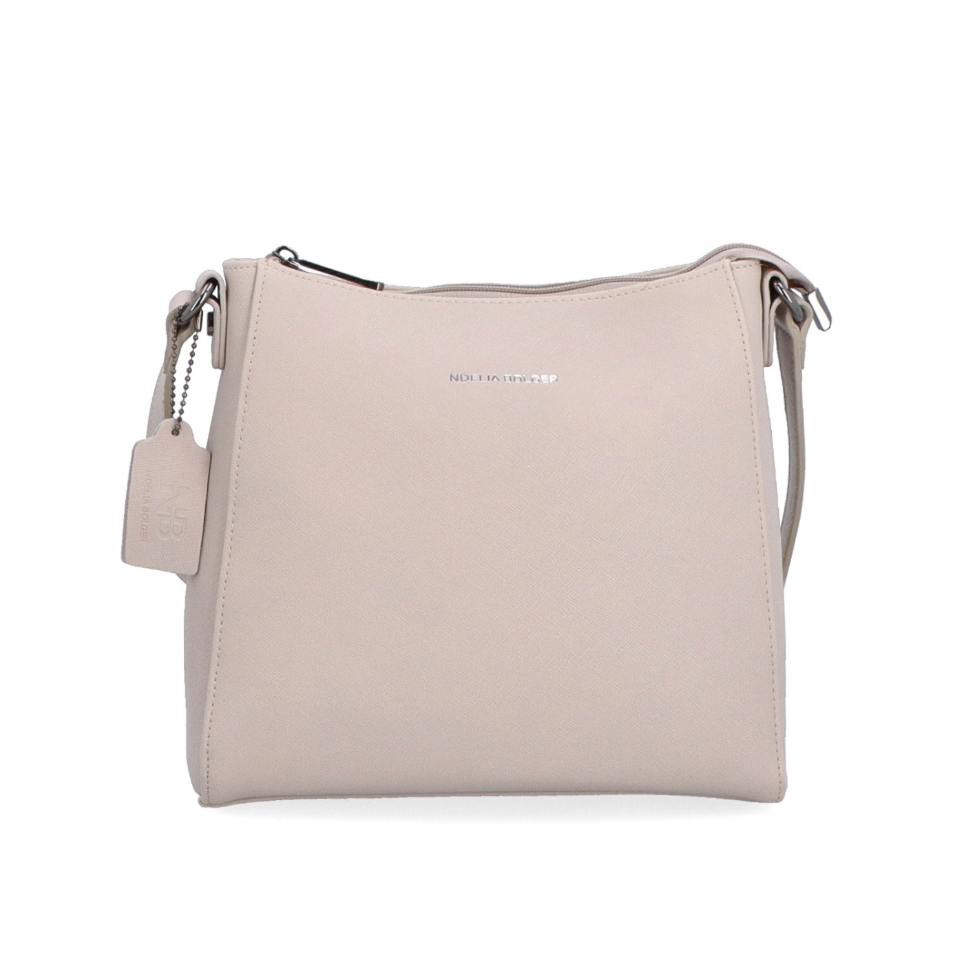 Kožená crossbody kabelka Noelia Bolger materiál kože zapínanie na zips farba sivá veľkosť malá NB 0074 SS Spredu