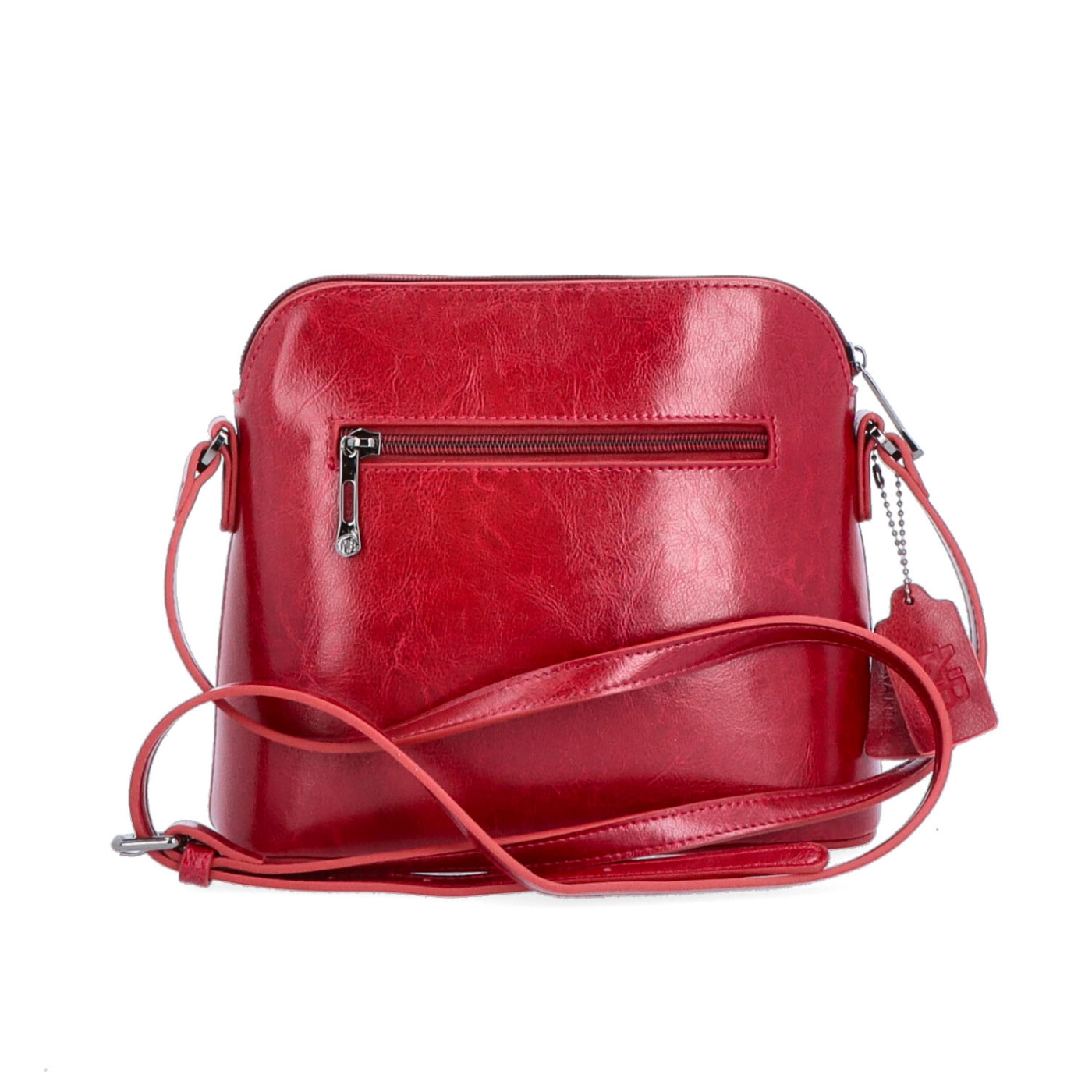 Elegantná kožená crossbody k šatám aj saku Noelia Bolger materiál kože zapínanie na zips farba červená veľkosť malá NB 0078 TCV Zozadu