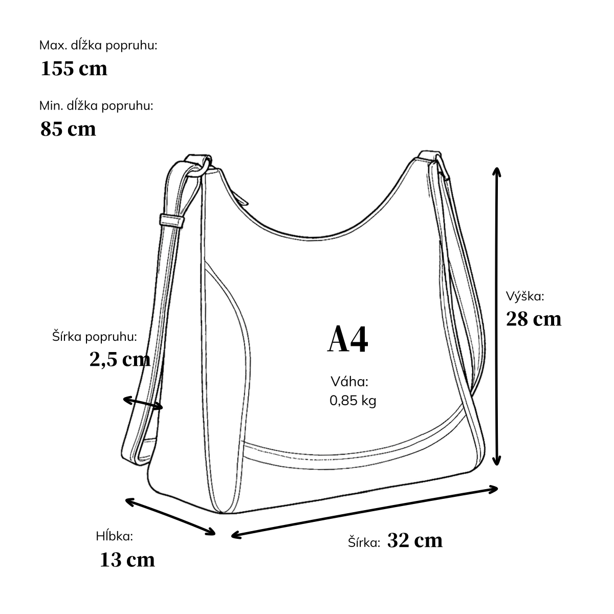 Kožená crossbody kabelka s moderným príveskom Noelia Bolger materiál kože zapínanie na zips farba čierna veľkosť stredná NB 3106 C Rozmery