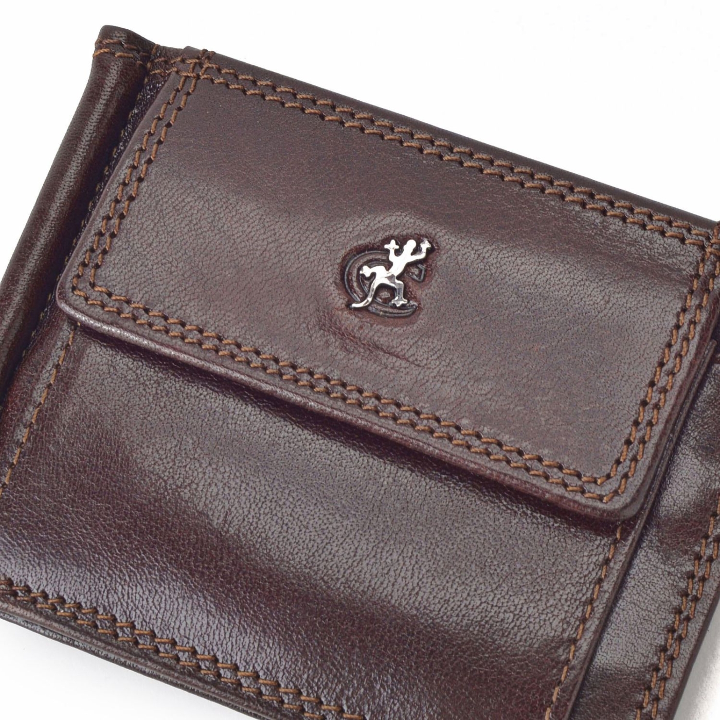 Pánska kožená dolarovka Cosset materiál kože farba hnedá veľkosť malá 4497 Komodo H Logo