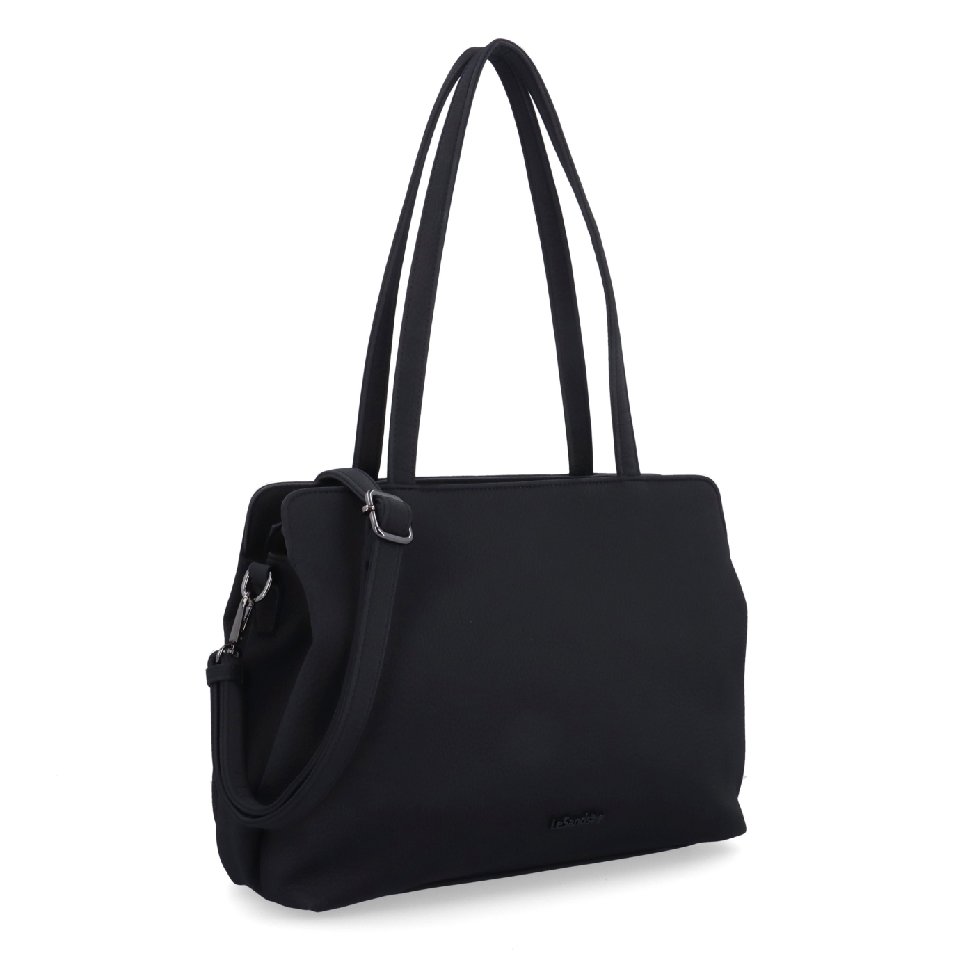 Elegantná kabelka s odnímateľným crossbody popruhom Le Sands materiál syntetická koža zapínanie na zips farba čierna veľkosť stredná 4649 C