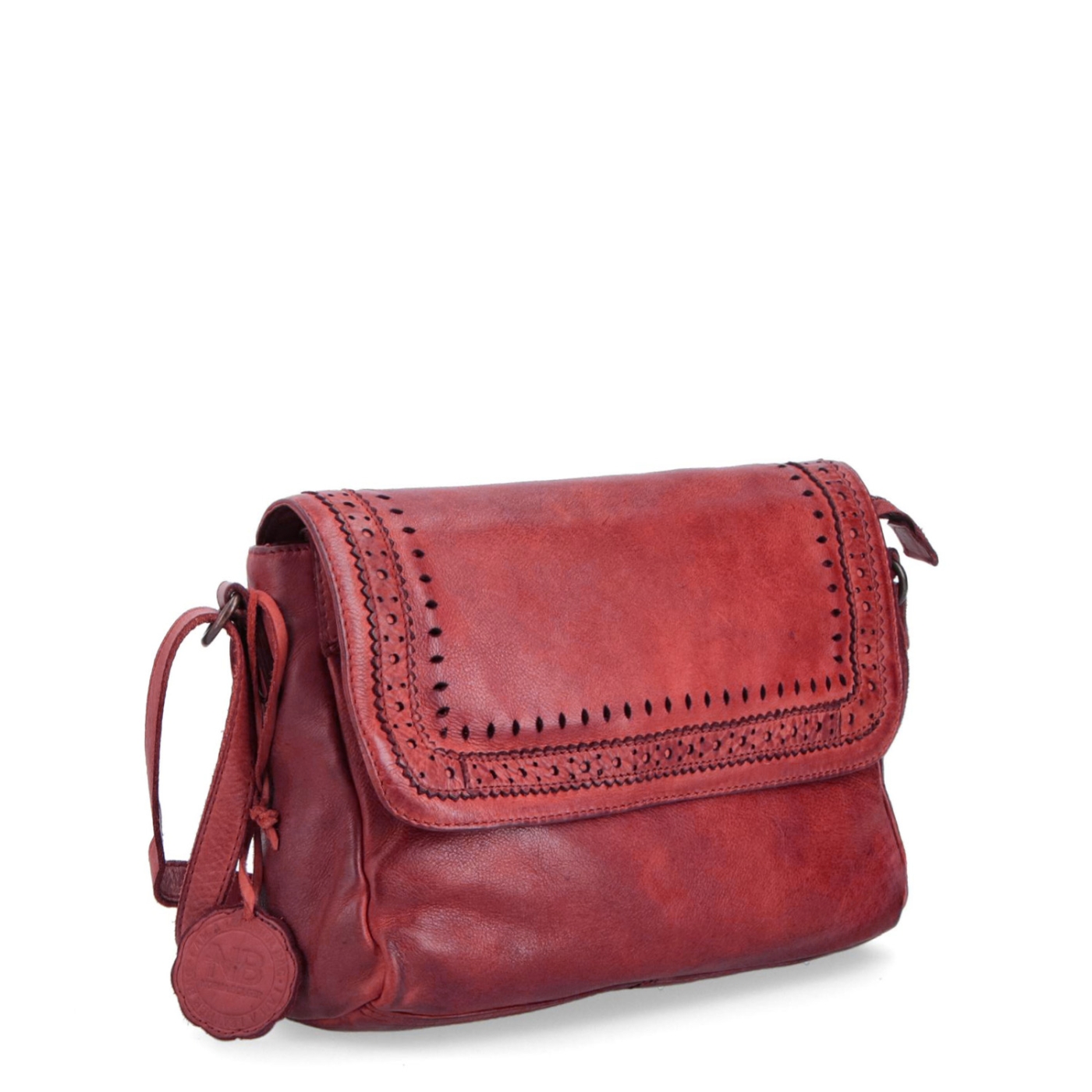 Dizajnová kožená crossbody kabelka s chlopňou Noelia Bolger materiál kože zapínanie na zips farba červená veľkosť malá NB 2026 CV